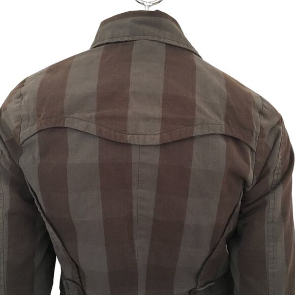 VTG STUSSY Double Breasted Check Plaid Quilted Jacket in Army green  Y2K  SZ S - Picture 6 of 16